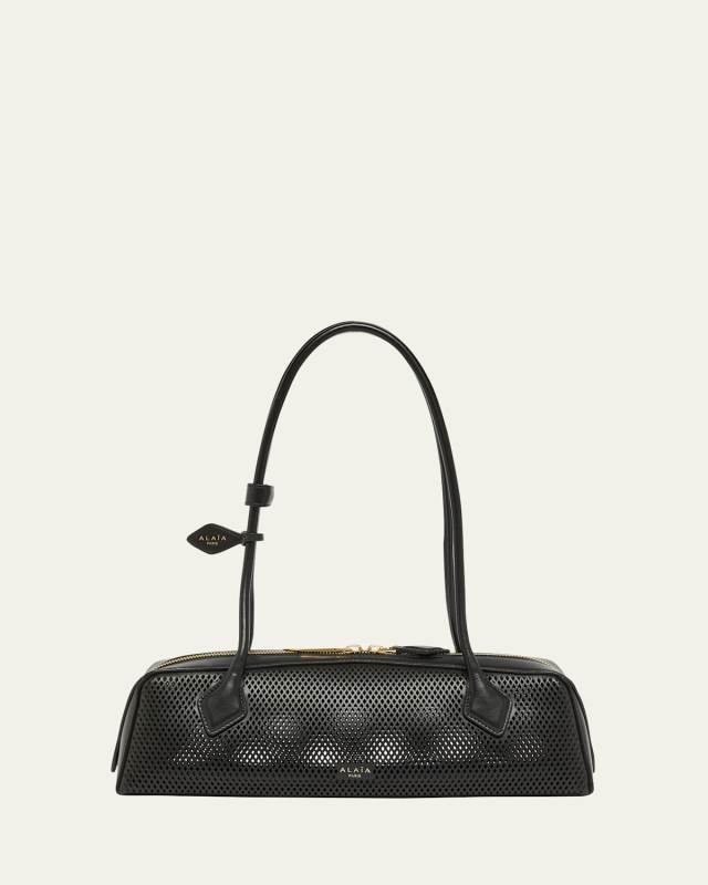 Le Teckel Medium Shoulder Bag in Fishnet Leather